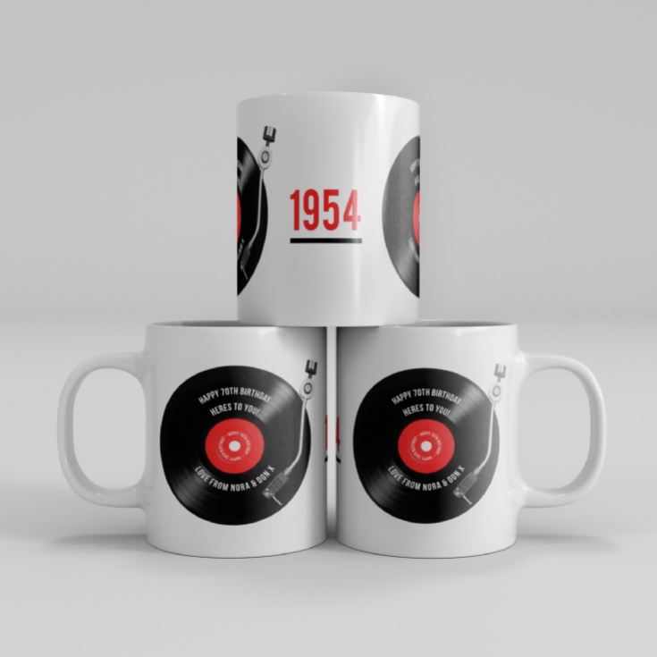 Personalised 70th Birthday Retro Record Mug product image