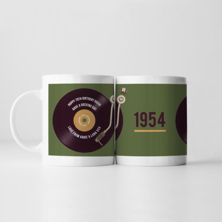 Personalised 70th Birthday Retro Record Mug product image