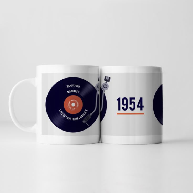 Personalised 70th Birthday Retro Record Mug product image