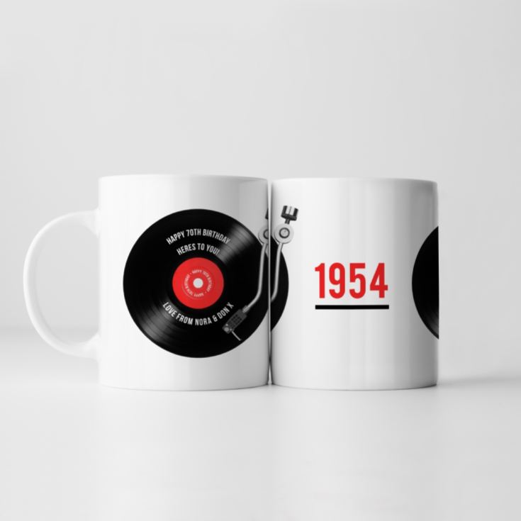 Personalised 70th Birthday Retro Record Mug product image