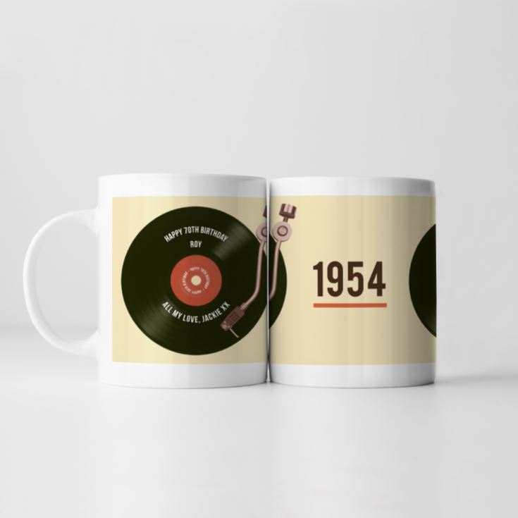 Personalised 70th Birthday Retro Record Mug product image