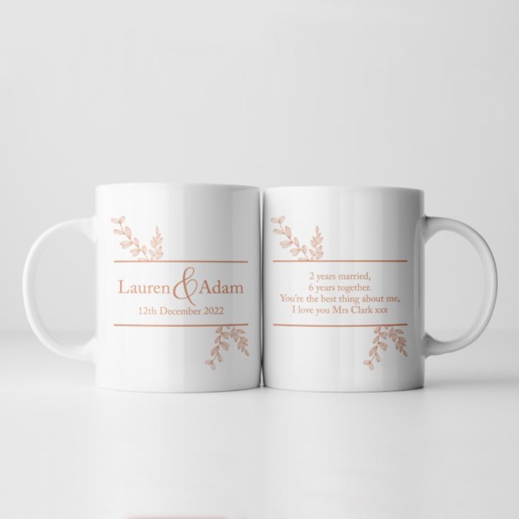 Personalised Botanical 2nd Wedding Anniversary Mug product image