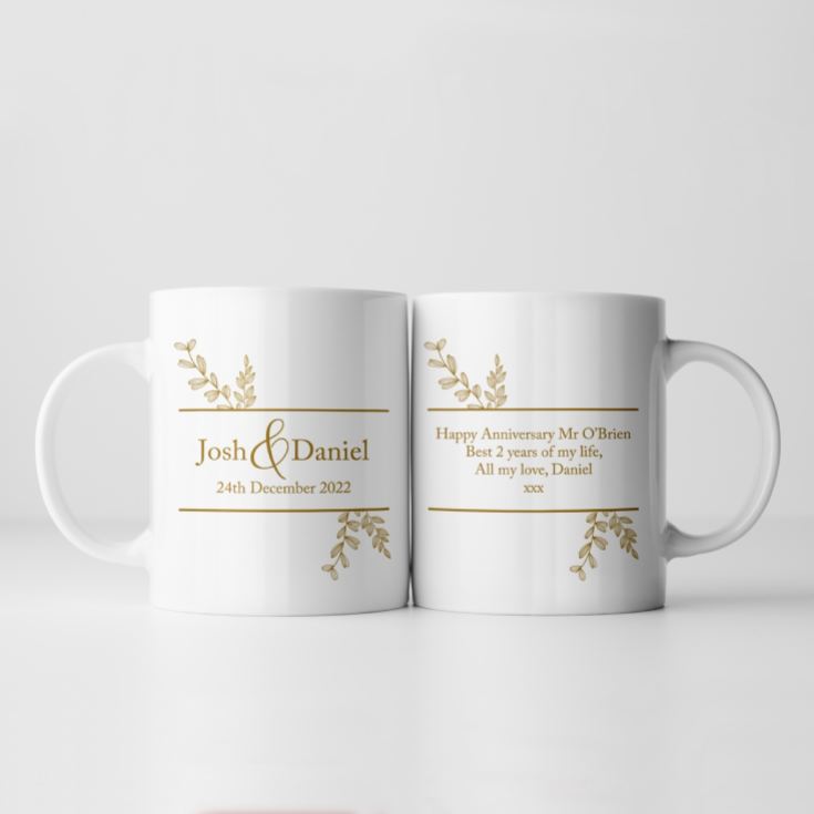 Personalised Botanical 2nd Wedding Anniversary Mug product image