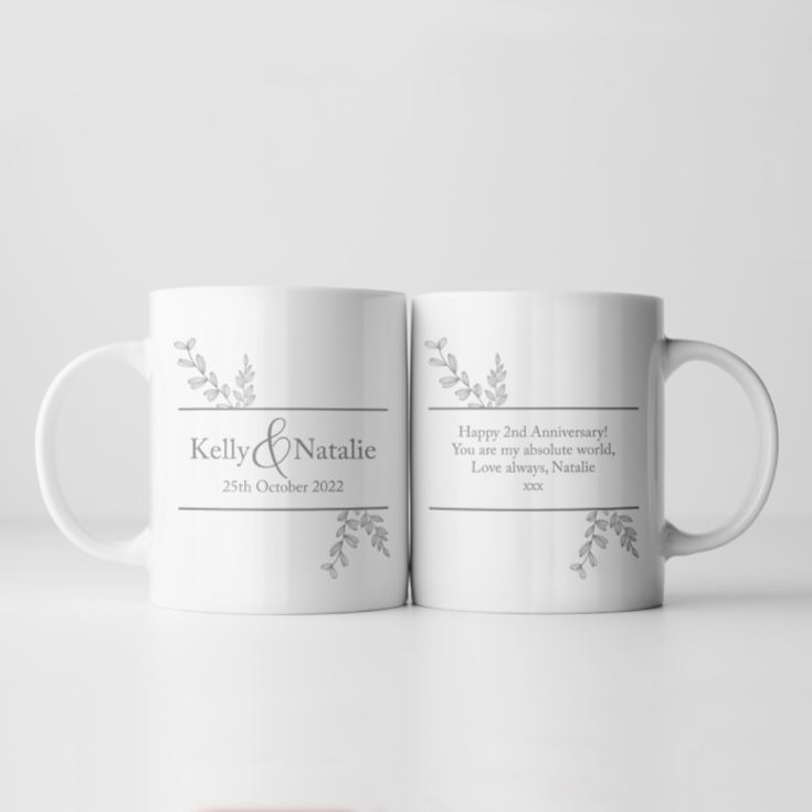 Personalised Botanical 2nd Wedding Anniversary Mug product image