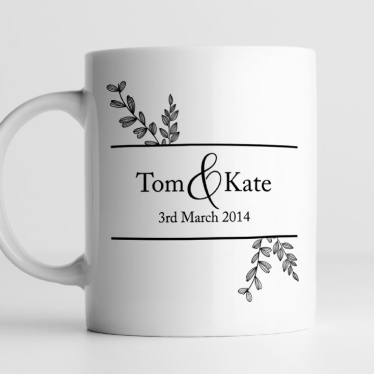 Personalised Botanical 10th Wedding Anniversary Mug product image