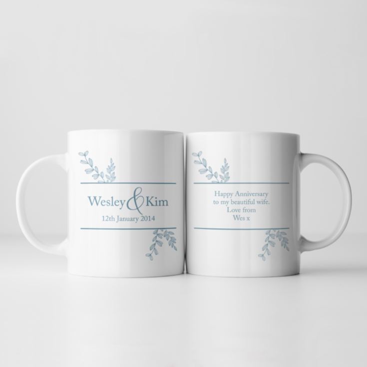 Personalised Botanical 10th Wedding Anniversary Mug product image