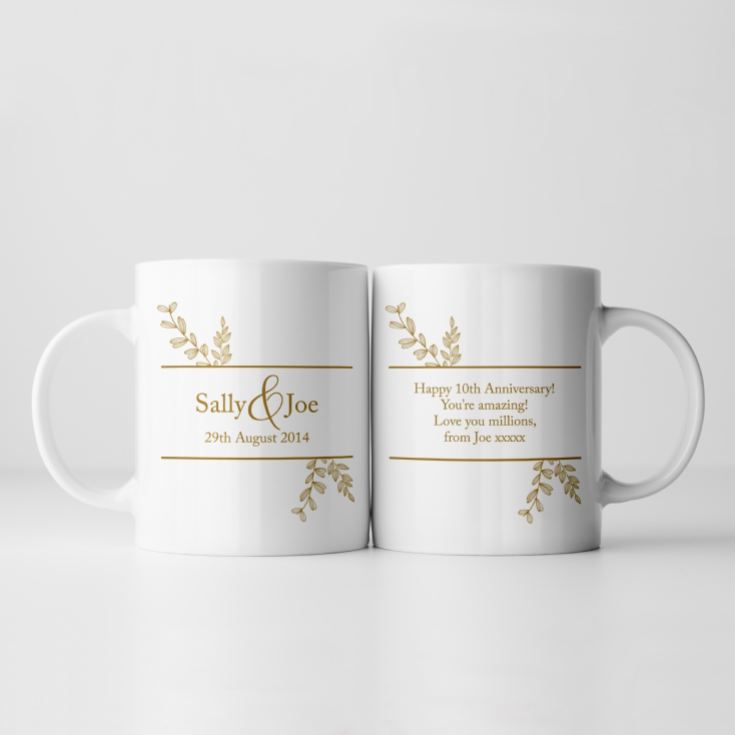 Personalised Botanical 10th Wedding Anniversary Mug product image
