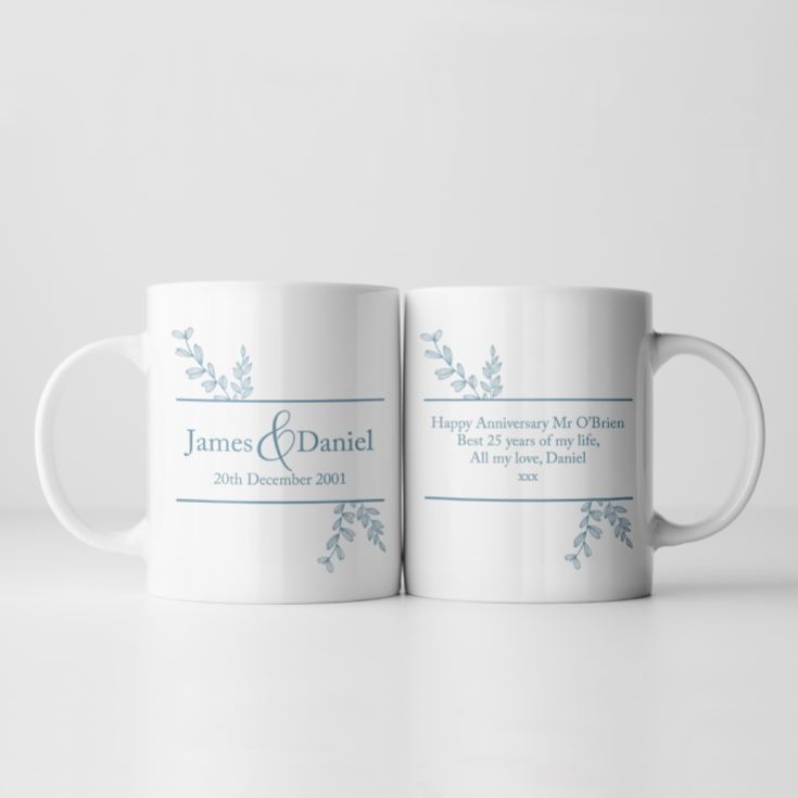 Personalised Botanical 25th Wedding Anniversary Mug product image