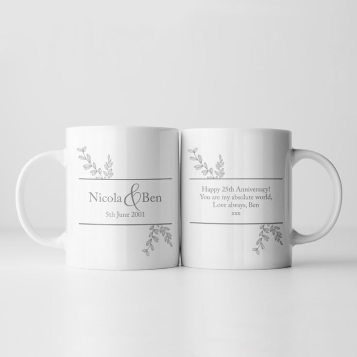 Personalised Botanical 25th Wedding Anniversary Mug product image