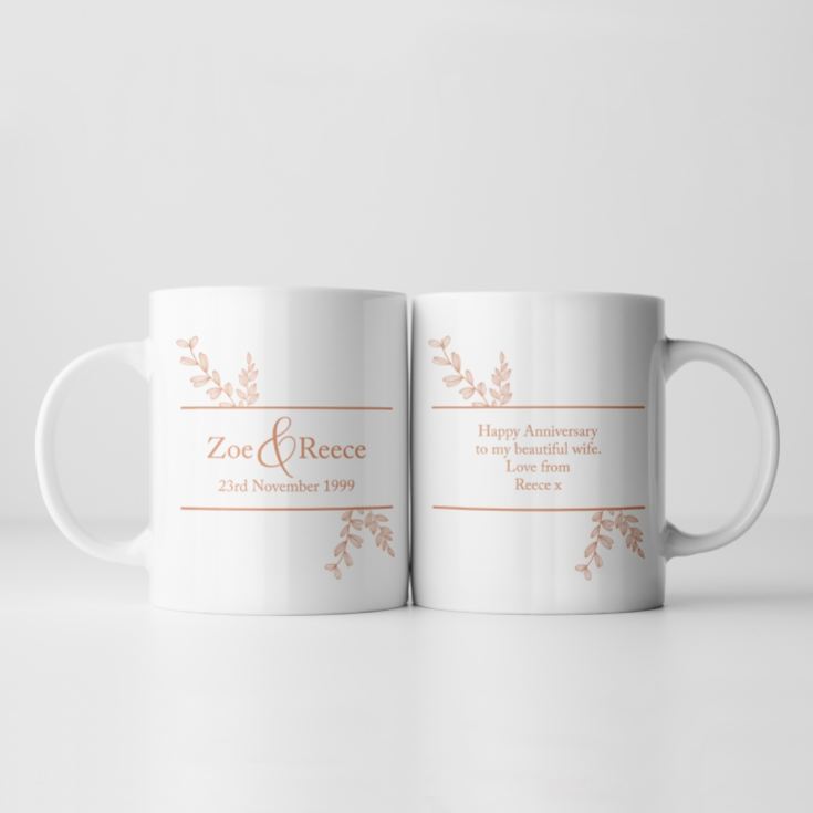 Personalised Botanical 25th Wedding Anniversary Mug product image