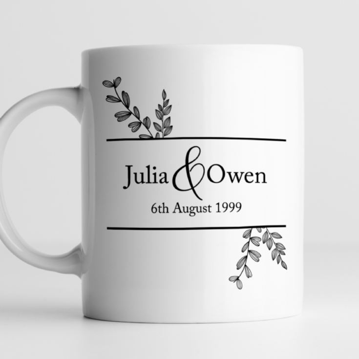Personalised Botanical 25th Wedding Anniversary Mug product image