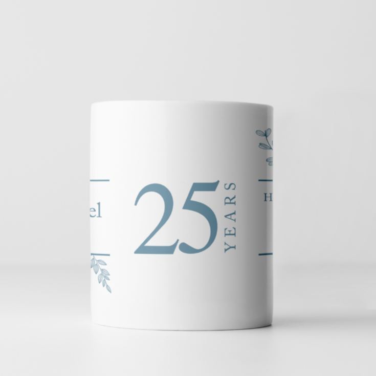 Personalised Botanical 25th Wedding Anniversary Mug product image