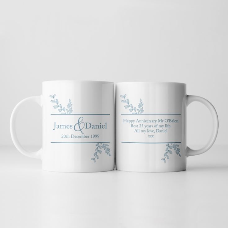 Personalised Botanical 25th Wedding Anniversary Mug product image