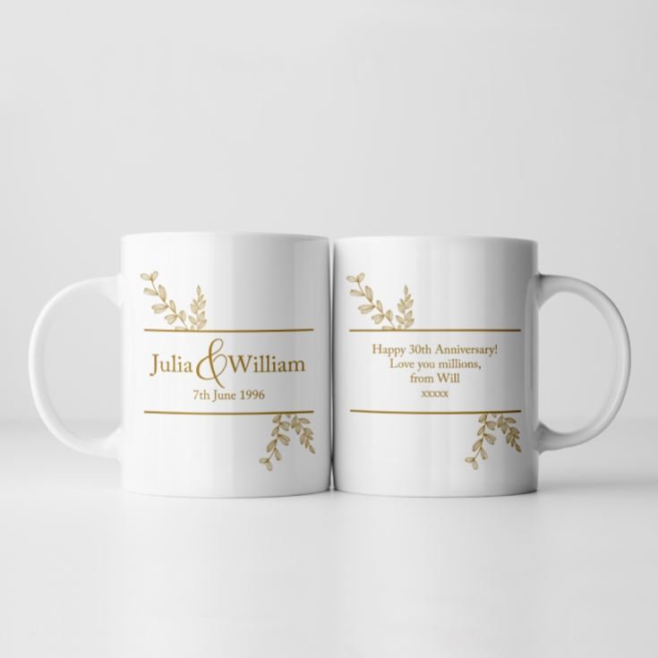 Personalised Botanical 30th Wedding Anniversary Mug product image
