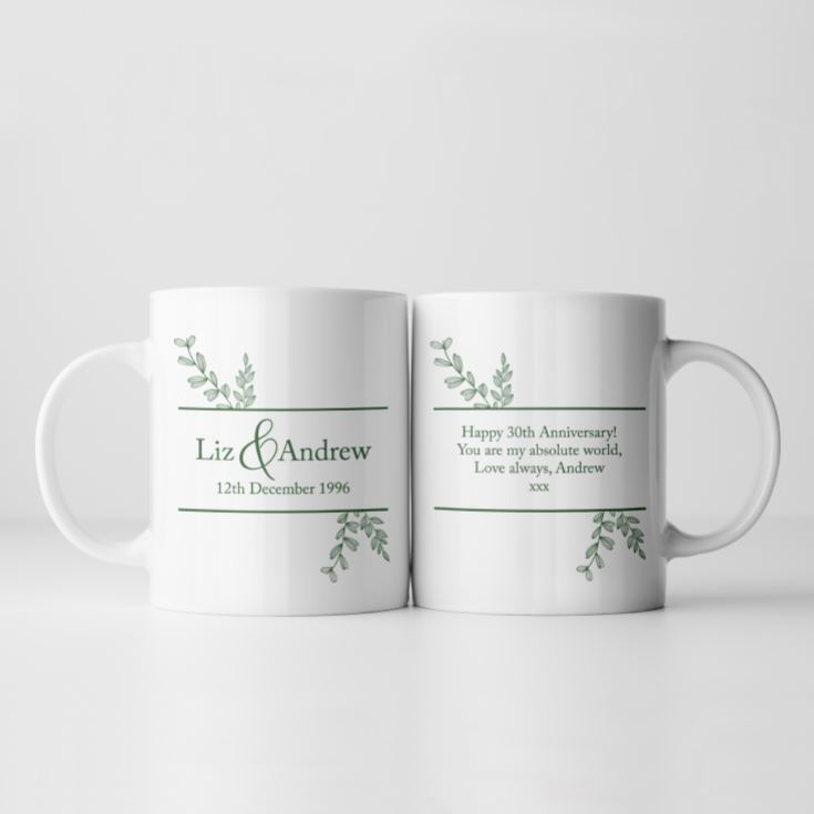 Personalised Botanical 30th Wedding Anniversary Mug product image