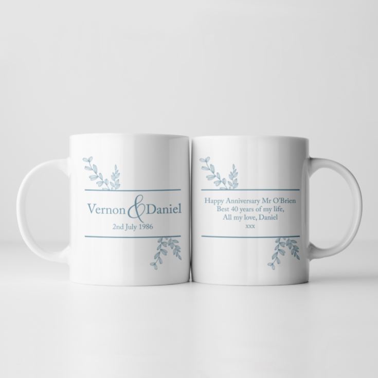 Personalised Botanical 40th Wedding Anniversary Mug product image