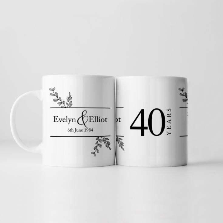 Personalised Botanical 40th Wedding Anniversary Mug product image