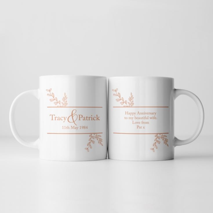 Personalised Botanical 40th Wedding Anniversary Mug product image