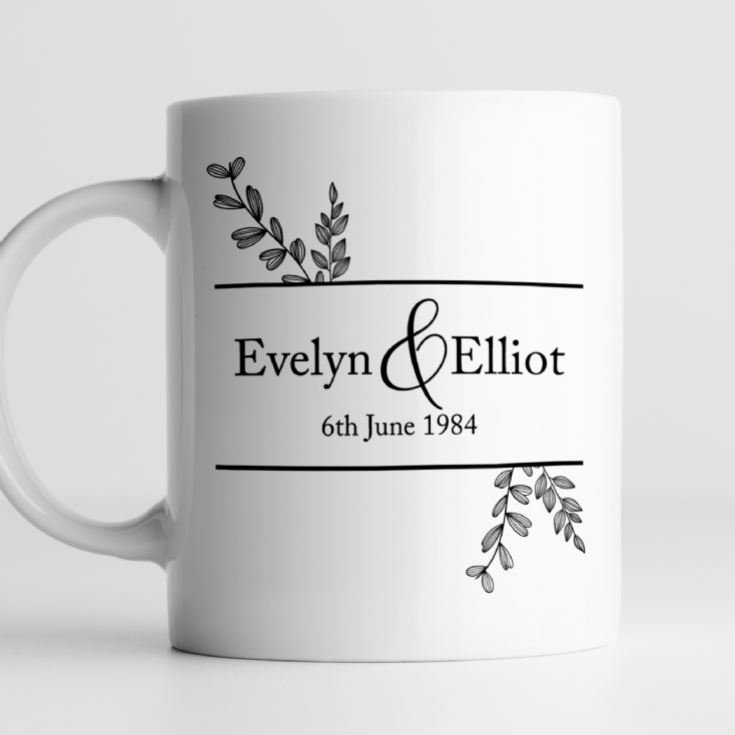 Personalised Botanical 40th Wedding Anniversary Mug product image