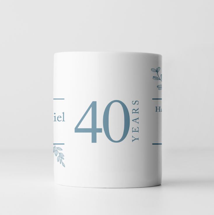 Personalised Botanical 40th Wedding Anniversary Mug product image