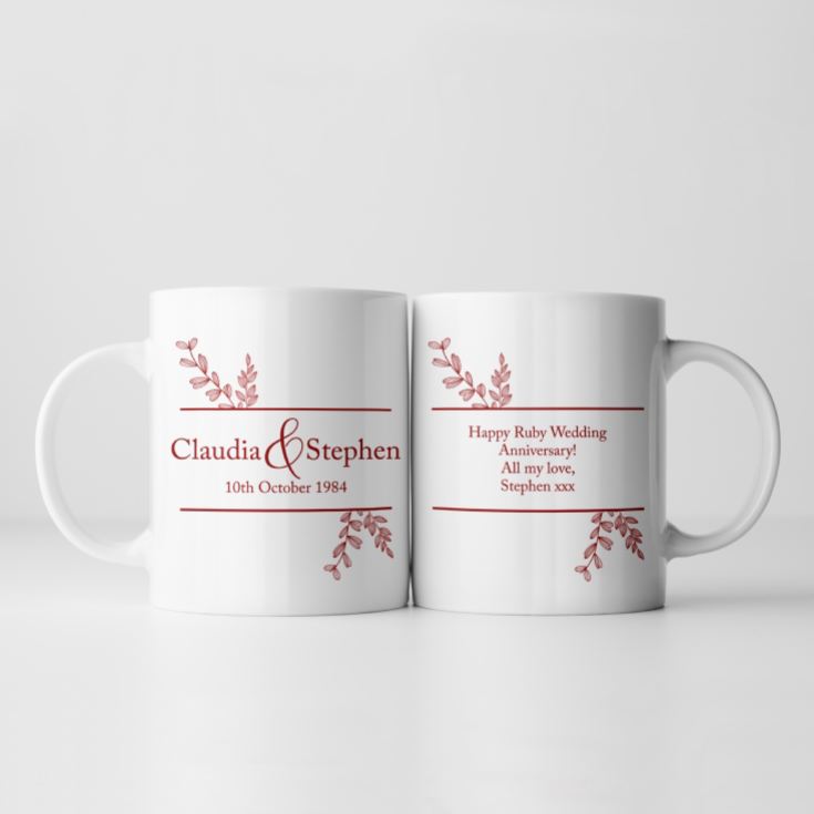 Personalised Botanical 40th Wedding Anniversary Mug product image