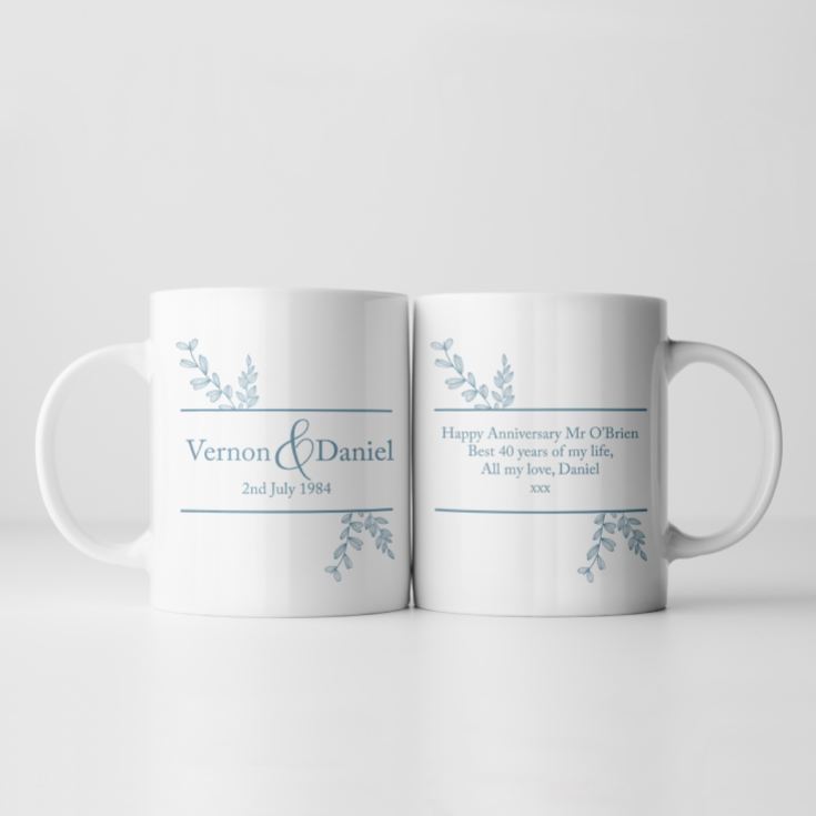 Personalised Botanical 40th Wedding Anniversary Mug product image