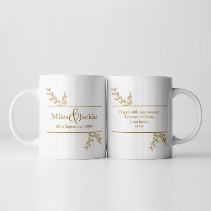 Personalised Botanical 40th Wedding Anniversary Mug product image