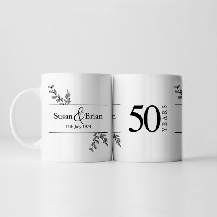 Personalised Botanical 50th Wedding Anniversary Mug product image