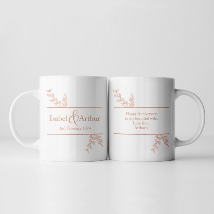Personalised Botanical 50th Wedding Anniversary Mug product image