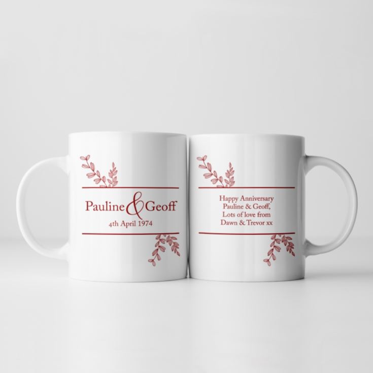 Personalised Botanical 50th Wedding Anniversary Mug product image