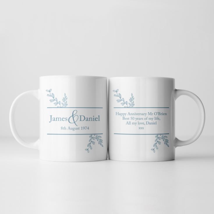 Personalised Botanical 50th Wedding Anniversary Mug product image