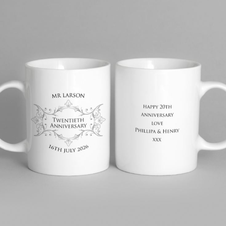 Pair Of Personalised Twentieth Anniversary Mugs product image