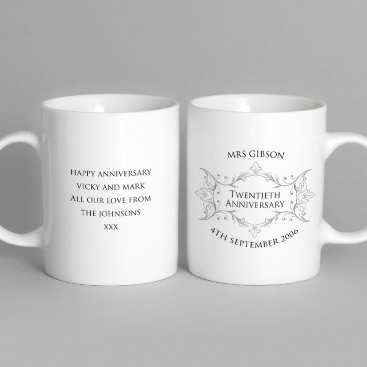 Pair Of Personalised Twentieth Anniversary Mugs product image