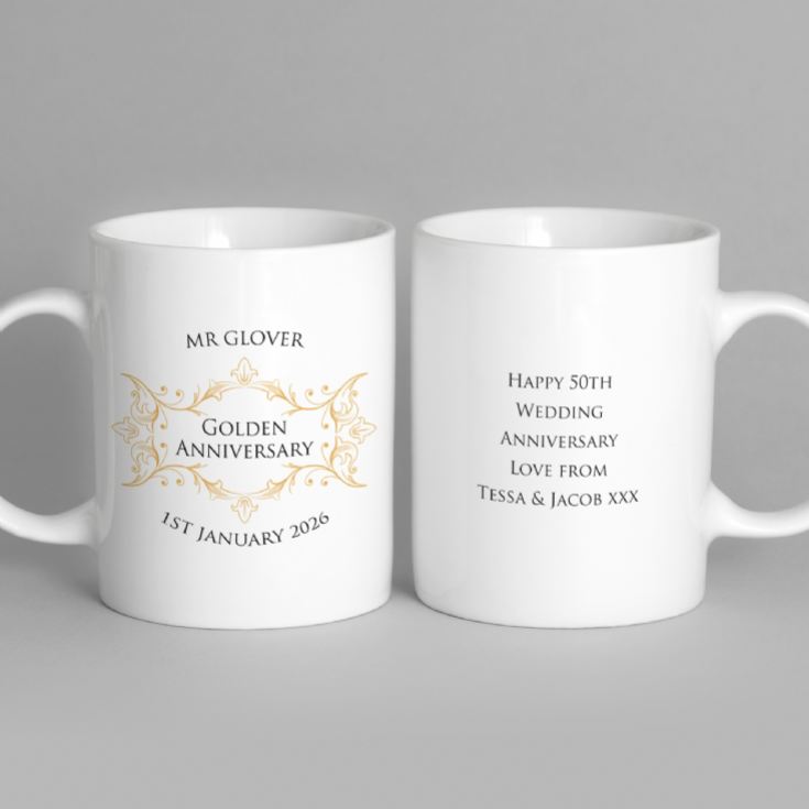 Pair of Personalised Golden Anniversary Mugs product image