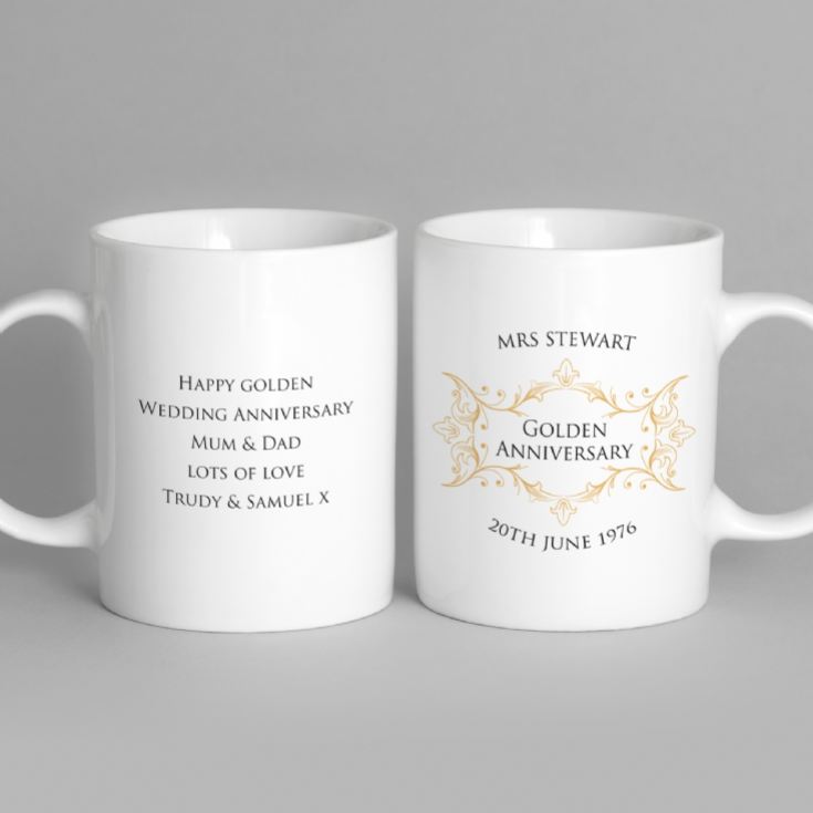 Pair of Personalised Golden Anniversary Mugs product image