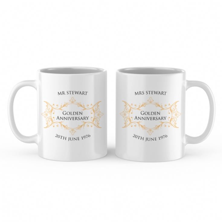 Pair of Personalised Golden Anniversary Mugs product image