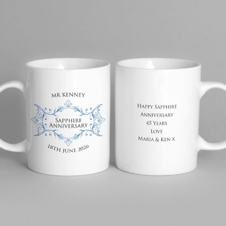 Pair of Personalised Sapphire Anniversary Mugs product image