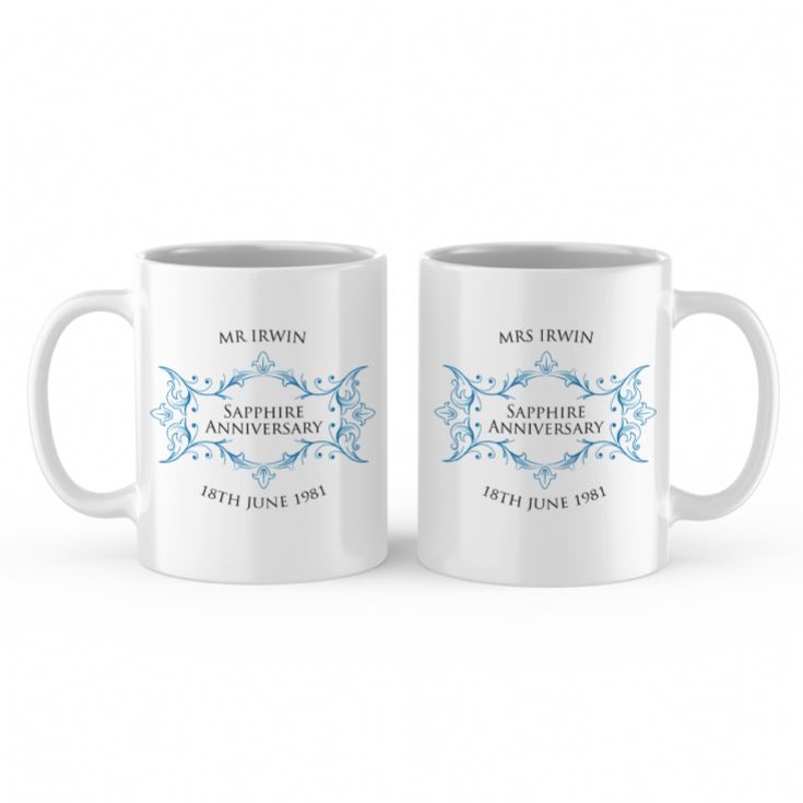 Pair of Personalised Sapphire Anniversary Mugs product image