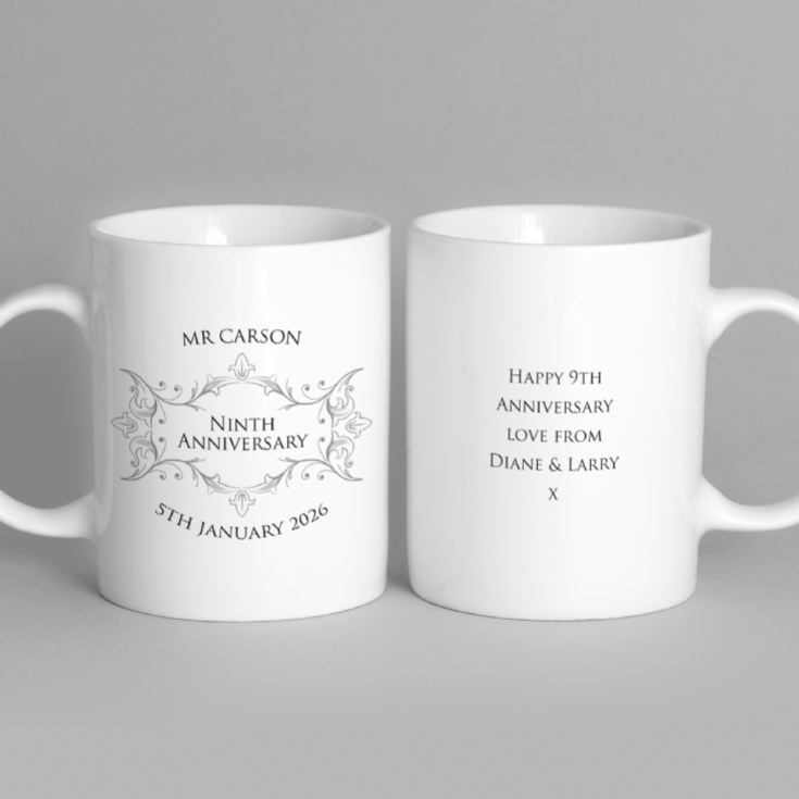 Pair of Personalised Ninth Anniversary Mugs product image