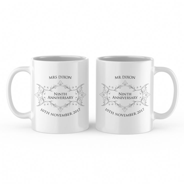 Pair of Personalised Ninth Anniversary Mugs product image