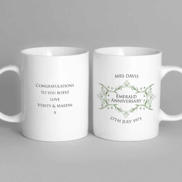 Pair of Personalised Emerald Anniversary Mugs product image
