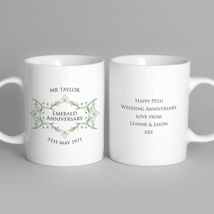 Pair of Personalised Emerald Anniversary Mugs product image