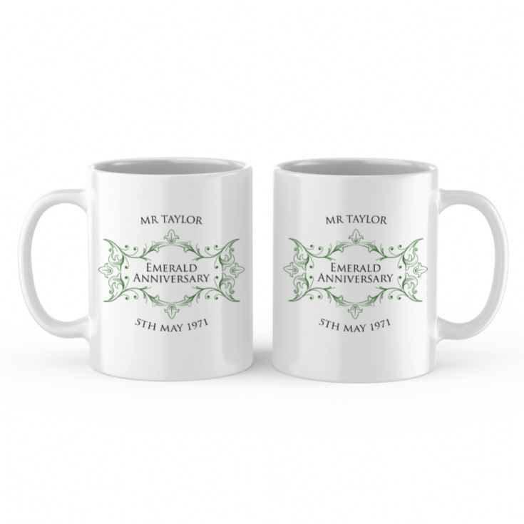 Pair of Personalised Emerald Anniversary Mugs product image