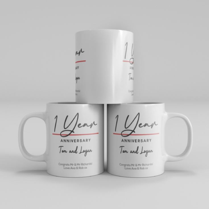 Pair of Personalised Classy 1st Anniversary Mugs product image