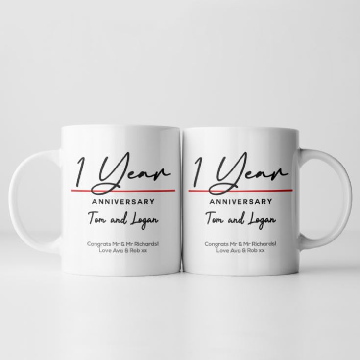 Pair of Personalised Classy 1st Anniversary Mugs product image