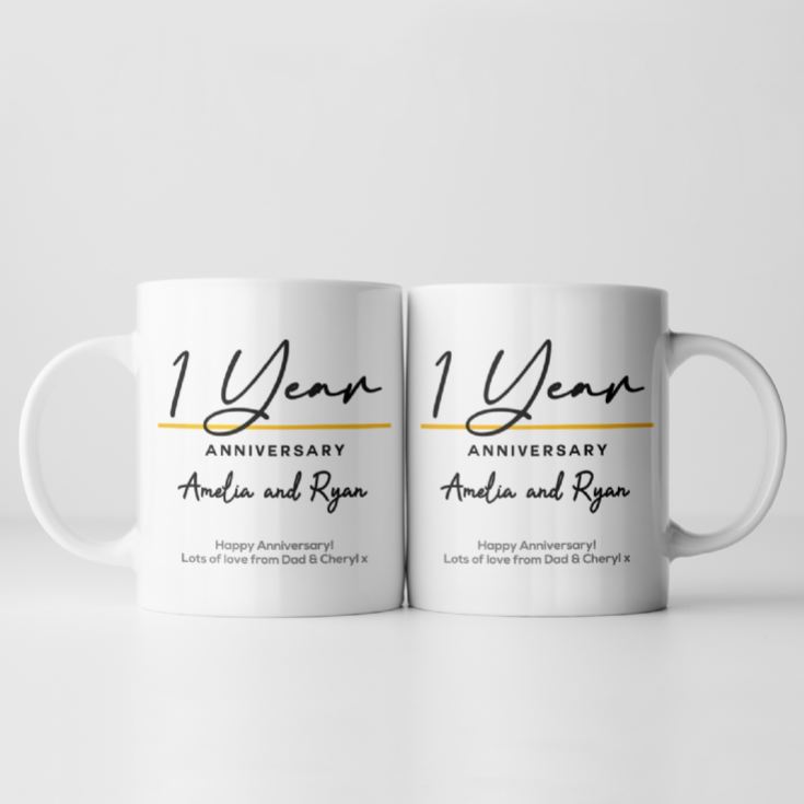 Pair of Personalised Classy 1st Anniversary Mugs product image
