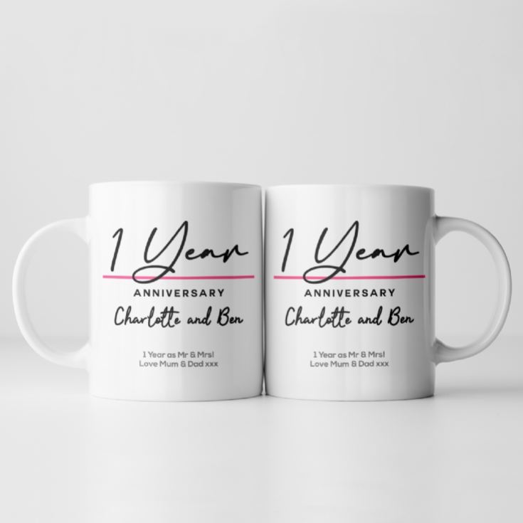 Pair of Personalised Classy 1st Anniversary Mugs product image