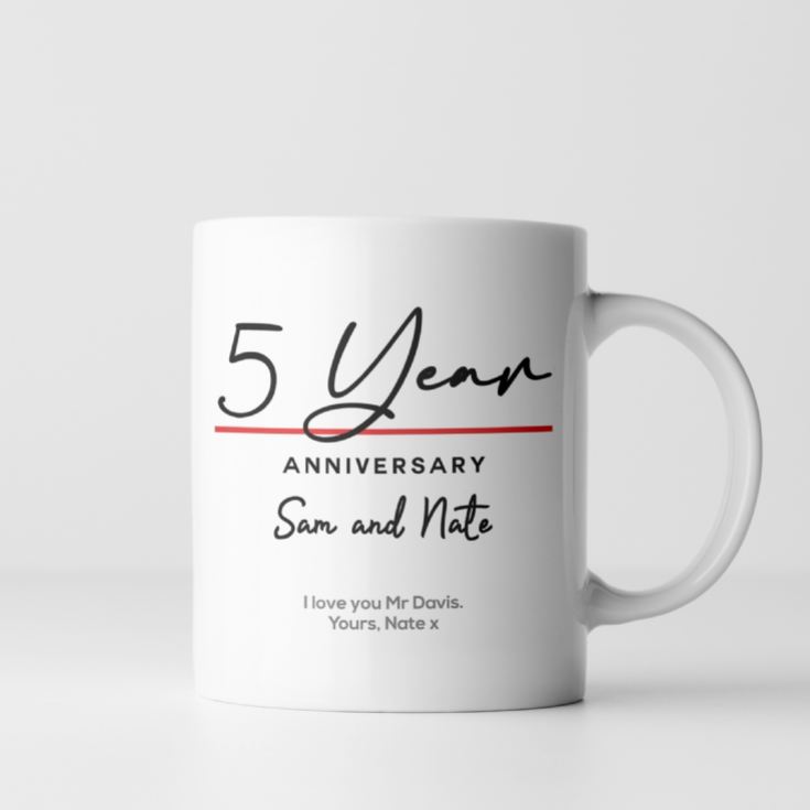 Pair of Personalised Classy 5th Anniversary Mugs product image