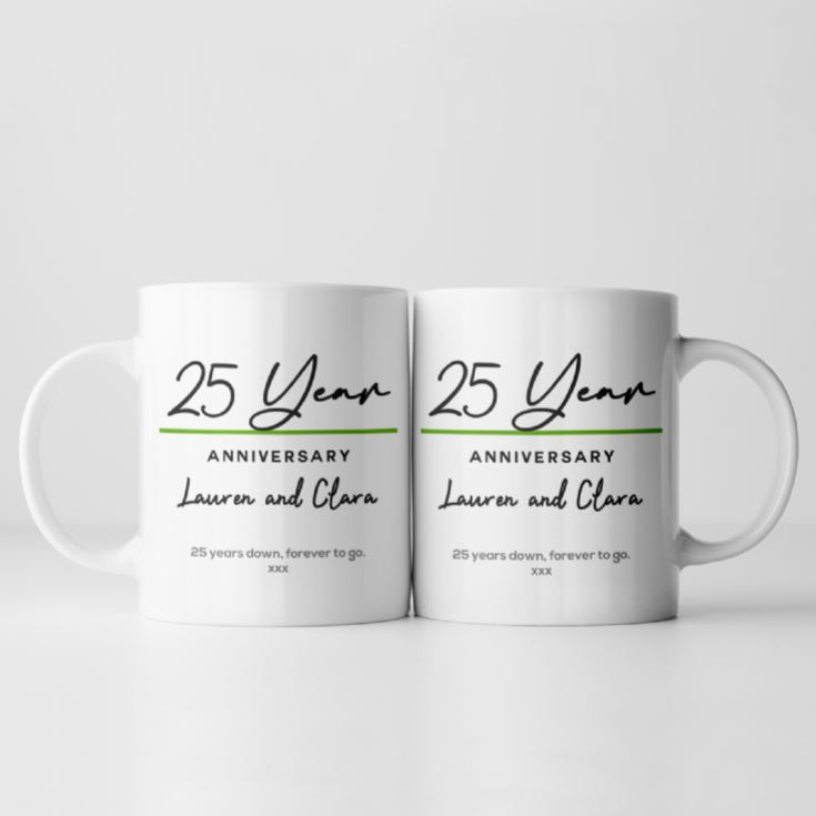 Pair of Personalised Classy 25 Year Anniversary Mugs product image