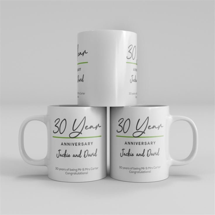 Pair of Personalised Classy 30th Anniversary Year Mugs product image